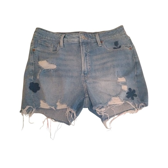Old Navy Pants - Old Navy OG Straight High Rise Denim Shorts Light Wash Frayed Hem Womens Size 12
